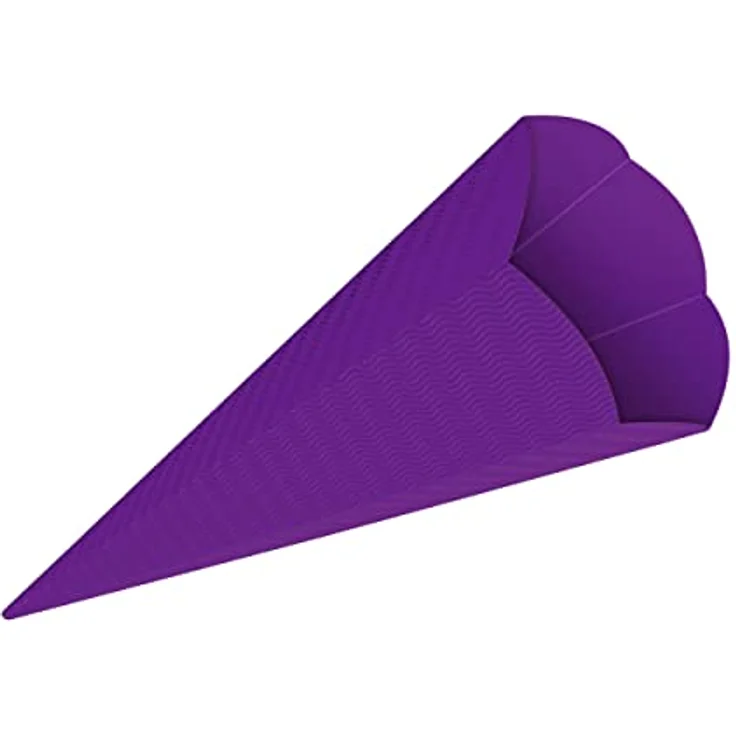 itenga Schultüten Rohling 68cm aus 3D Bastelwellpappe, 6-eckig, lila – Bild 1