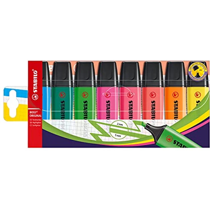 Textmarker - STABILO BOSS ORIGINAL - 8er Pack - mit 8 verschiedenen Farben – Bild 1
