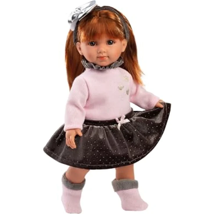Llorens Stehpuppe Nicole, rothaarig mit Rock, 35cm, Made in Europe, Fashion Doll mit frisierbarem rotem Haar, 35cm – Bild 2