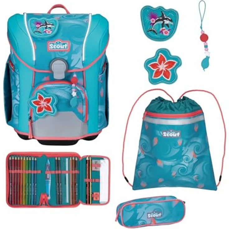 Scout Schulranzen Micro Safety Light Aloha, ergonomischer Schulranzen mit Grow-Up System, ca. 19 Liter Volumen, inkl. Powerbank – Bild 1