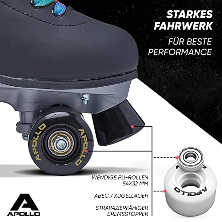 Apollo Disco Roller, Classic Roller | größenverstellbare Quad-Skates, verstellbar von 31 bis 42 | Rollschuhe Damen in schicken Designs – Bild 5