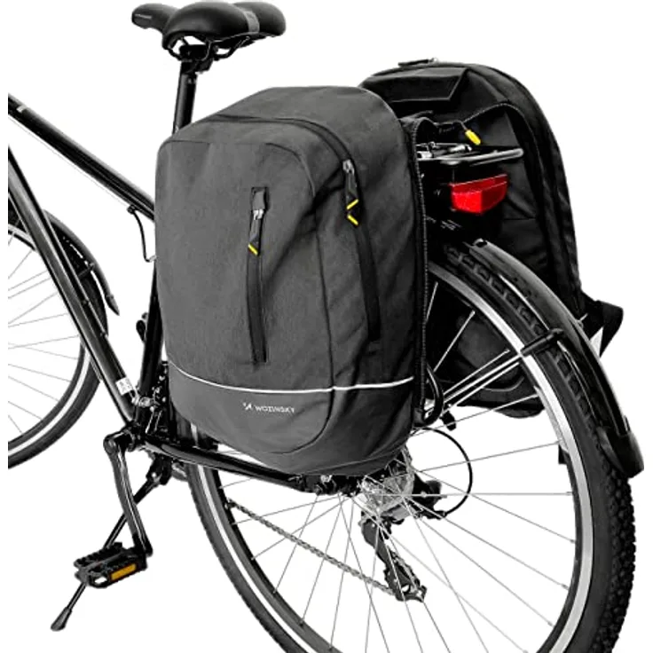 Wozinsky WBB30BK Velotasche, 30 l Gepäckträgertasche mit integriertem Regenschutz, 2-in-1 Design, strapazierfähiges Polyester