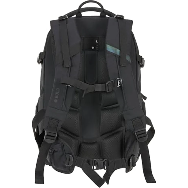 LÄSSIG BOLD Origin Schulrucksack, ergonomisch, höhenverstellbar, 30 l, schmutz- und wasserabweisend, schwarz mit Reflektoren – Bild 2