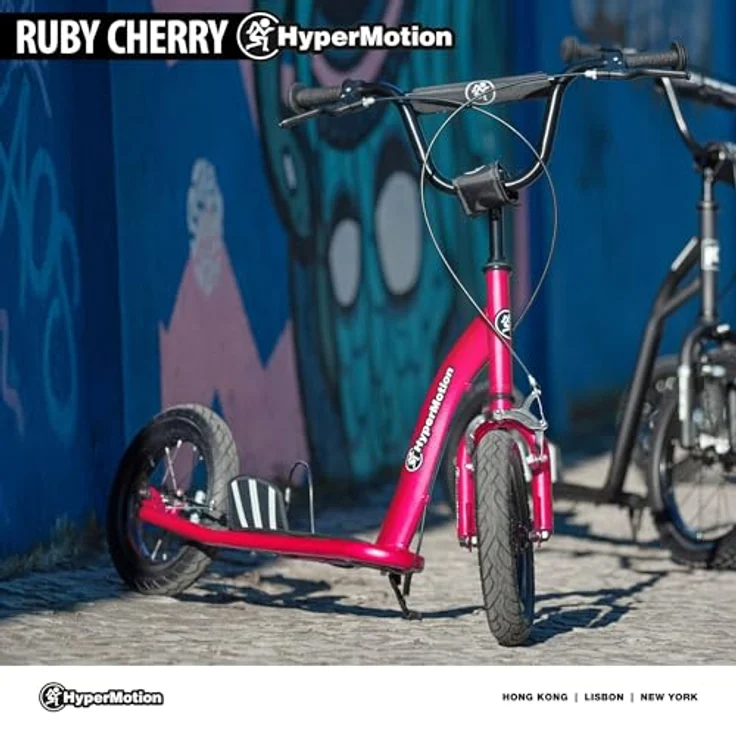 HyperMotion Kinderroller RUBY 12.2, höhenverstellbar mit 12 Zoll Luftreifen, Handbremsen, pink/magenta – Bild 7