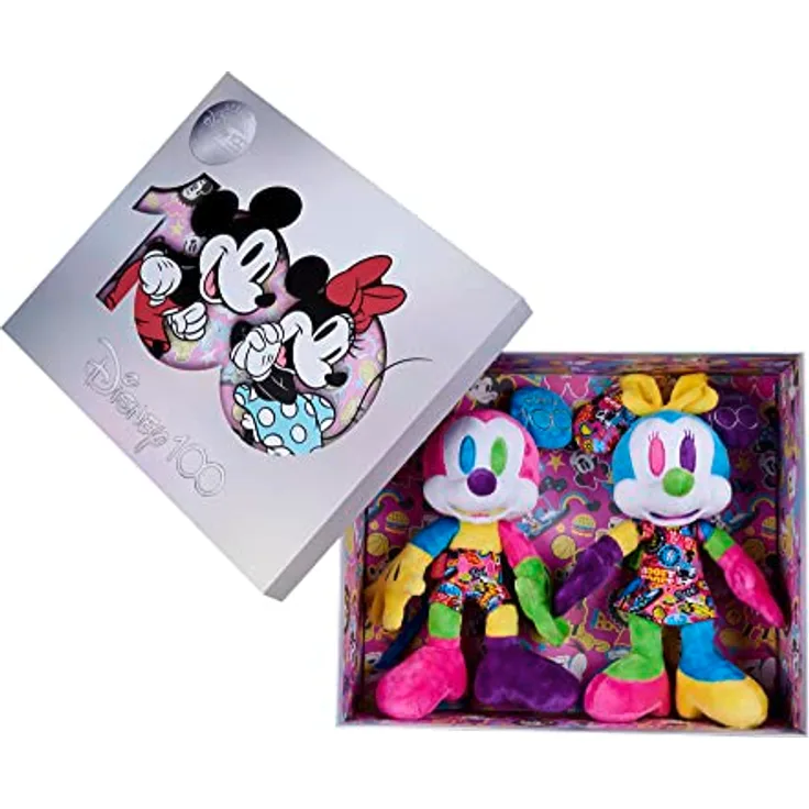 Simba 6315870124 - Disney Mickey & Minnie Mouse 100 Jahre Collector-Set, 33cm Plüsch, limitierte Sammler-Edition, Geschenk-Box, Amazon exklusiv, Zertifikat & Seriennummer, für Erwachsene & Kinder