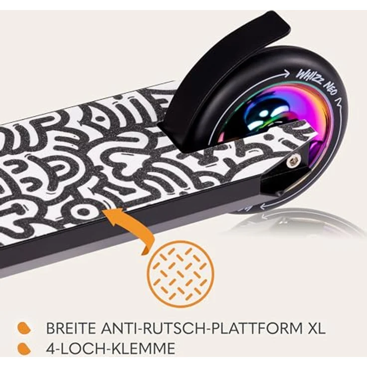 Lionelo WHIZZ Stunt Scooter, ABEC-9 Kugellager, Aluminium Deck, HIC Kompressionssystem, 110mm Rollen, breiter T-Rohr Lenker, Flex Fender MN Steel Bremse, einzigartiges Design, blau – Bild 4