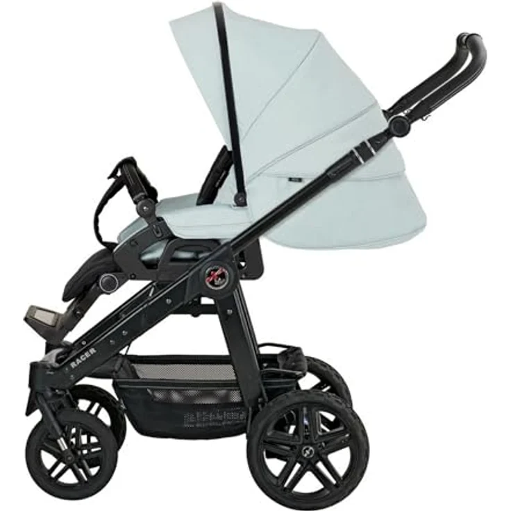 Hartan Kinderwagenset Racer GTS, 3-teilig, Pastellblau, mit Federung, 5-Punkte-Gurt, Made in Germany, EN 1888, UV 50+, azofarbenfrei – Bild 5