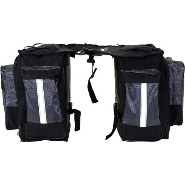 M-Wave Unisex – Erwachsene Amsterdam Double Gepäckträgertasche inkl. Regenhaube, schwarz/blau – Bild 3