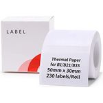 Etikettenmacher-Klebeband, 50 x 30 mm, wasserdicht, Aufkleber, Papier, Versandadresse, Beschriftung, Ersatz mit Selbstklebend für NIIMBOT B1/B21/B3S Etikettendrucker – 1 Rolle mit 230 Stück (weiß)