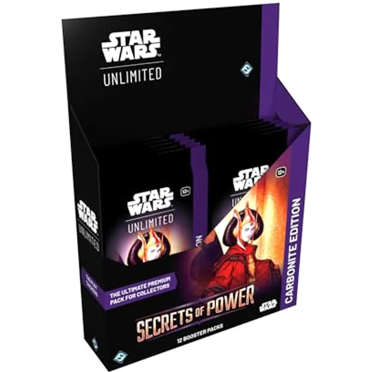 Asmodee - FFG - Star Wars: Unlimited Trading Card Game - Secrets of Power - Carbonite Booster Display mit 12 Boostern, limitierte Auflage, 16 Karten pro Booster, inklusive Prestige-Karten, geeignet für 2+ Spieler, Englisch