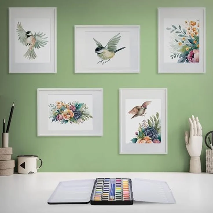 ECD Germany Kreativset Malkoffer, 48-tlg Aquarellfarben Set mit 48 Farben, 3 Pinsel, 2 Aquarellstifte und 2B Bleistift, mehrfarbig – Bild 8