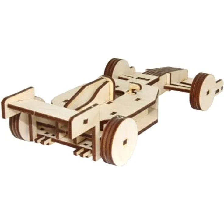 Sol Expert 3D Holz Puzzle Rennwagen, 43 präzise gelaserte Holzteile, ohne Kleber, aus beliebig colorierbarem Pappelholz, empfohlen ab 8 Jahren, Schwierigkeitsgrad mittel – Bild 3