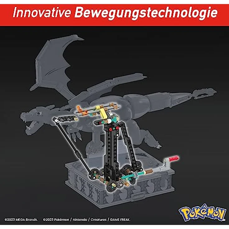 MEGA Pokémon Actionfigur Bauspielzeug für Erwachsene, zusammenbaubares, bewegliches Glurak mit 1664 Teilen, circa 28 cm groß, für Sammler, HMW05 – Bild 3