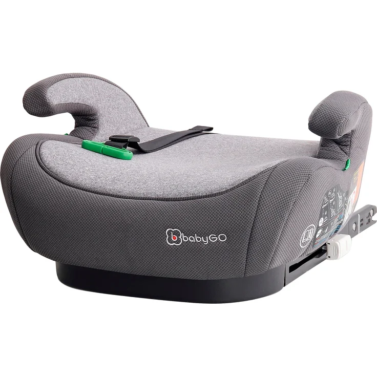 BabyGo Kindersitzerhöhung Bursa IV Isofix 126-150 cm, vorwärts gerichtet, atmungsaktives Material, Memory-Foam-Funktion, grau – Bild 1