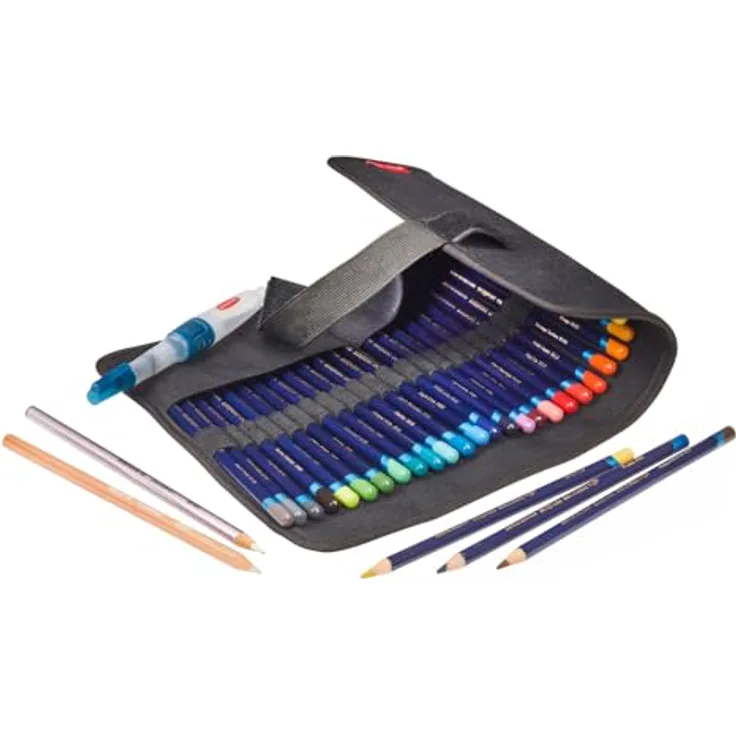 Derwent Federmäppchen, Schwarz, Rollmäppchen für Erwachsene aus strapazierfähigem Nylon mit Klettverschluss - Hochwertiges Mal- & Bürozubehör, 2306206