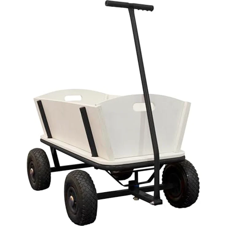 Ambia Garden Bollerwagen, Schwarz/Braun aus Holz/METALL, 95x97x61 cm, CE-zertifiziert, Kinderwagen für den Outdoor-Einsatz – Bild 2