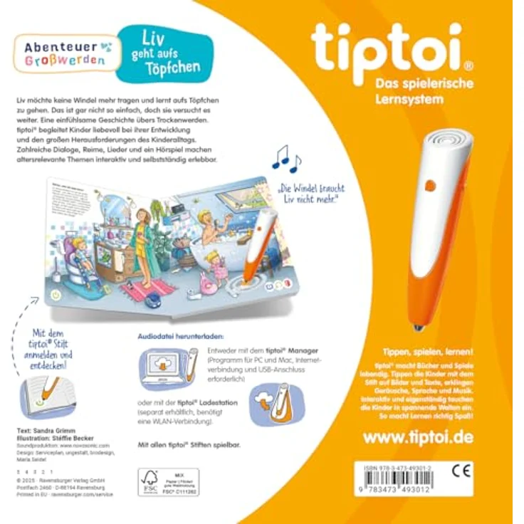 Ravensburger tiptoi® Abenteuer Großwerden - Liv geht aufs Töpfchen, Lernbuch mit Sound für Kleinkinder von 24 Monaten bis 4 Jahren – Bild 2