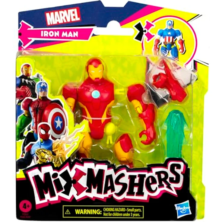 AVENGERS MixMashers Marvel Iron Mix-and-Match Action-Figur mit Captain America Powerpunch und Repulsor Blast, rot-blau – Bild 2