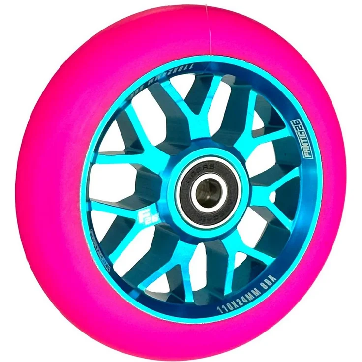 Fantic26 Spy7 Stunt-Scooter Rolle 110mm Abec11 Türkis/Pu Pink – Bild 1