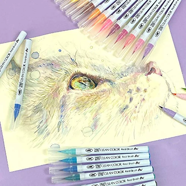 Kuretake Zig Clean Color Real Brush 90-Farben-Set, AP-zertifiziert, flexible Pinselspitze, geruchlos, Xylol-frei, ideale für Aquarell, Kalligraphie und Illustration – Bild 5