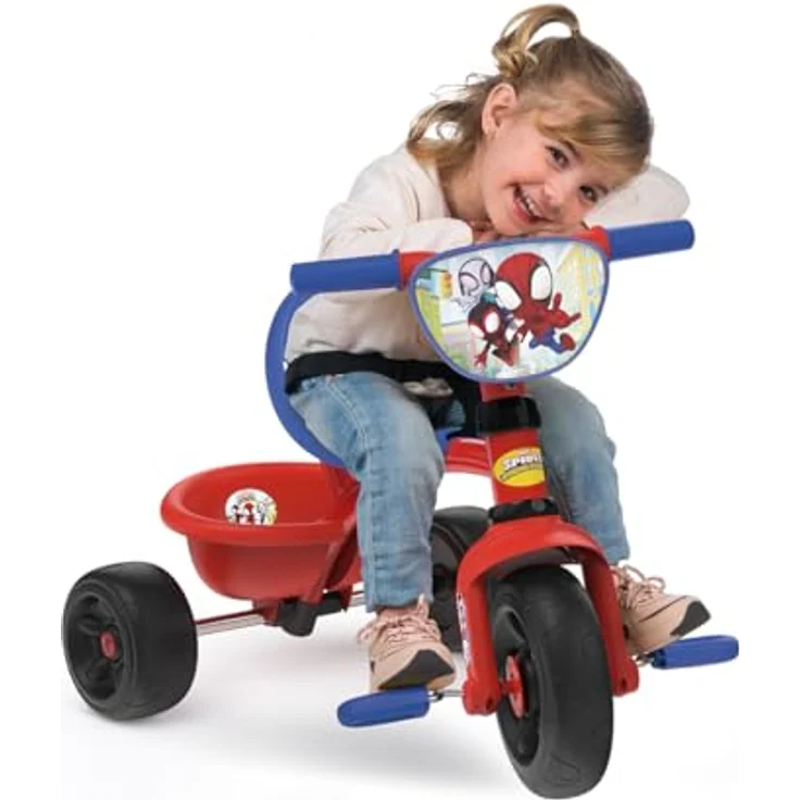 Smoby Spidey Be Fun Dreirad, Kindgerechte Ergonomie, Sicherheitsgurt, verstellbarer Sitz, inklusive Schiebestange, Pedalfreilauf - blau – Bild 2