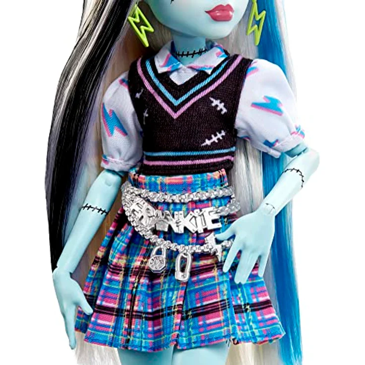MONSTER HIGH Frankie Puppe - Elektrisierende Mode, Voltageous College-Jacke, gruseliges Zubehör, flexibler Körper, für Kinder ab 6 Jahren, HHK53 – Bild 4