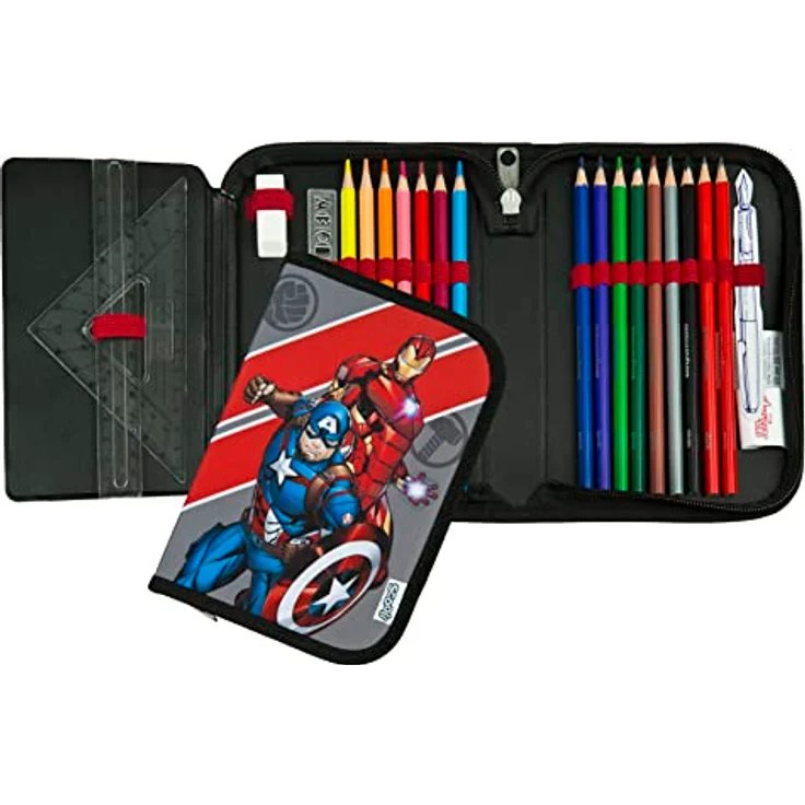 Scooli Marvel Avengers Schüleretui - gefülltes Federmäppchen mit Eberhard Faber Stiften - stylische Federmappe mit Motiv - Stiftebox für Buntstifte und Bleistifte - ideal für die Schule – Bild 3