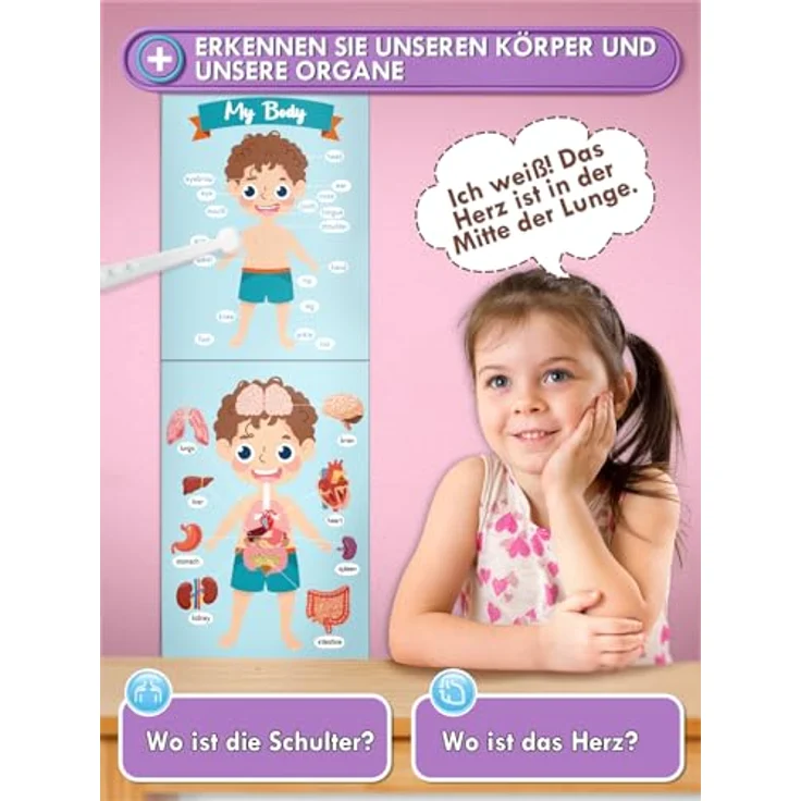 Lehoo Castle Arztkoffer Kinder, 23-teiliges Spielzeugset mit Arztkittel und Medizingeräten, rosa, für Mädchen ab 3 Jahren – Bild 3