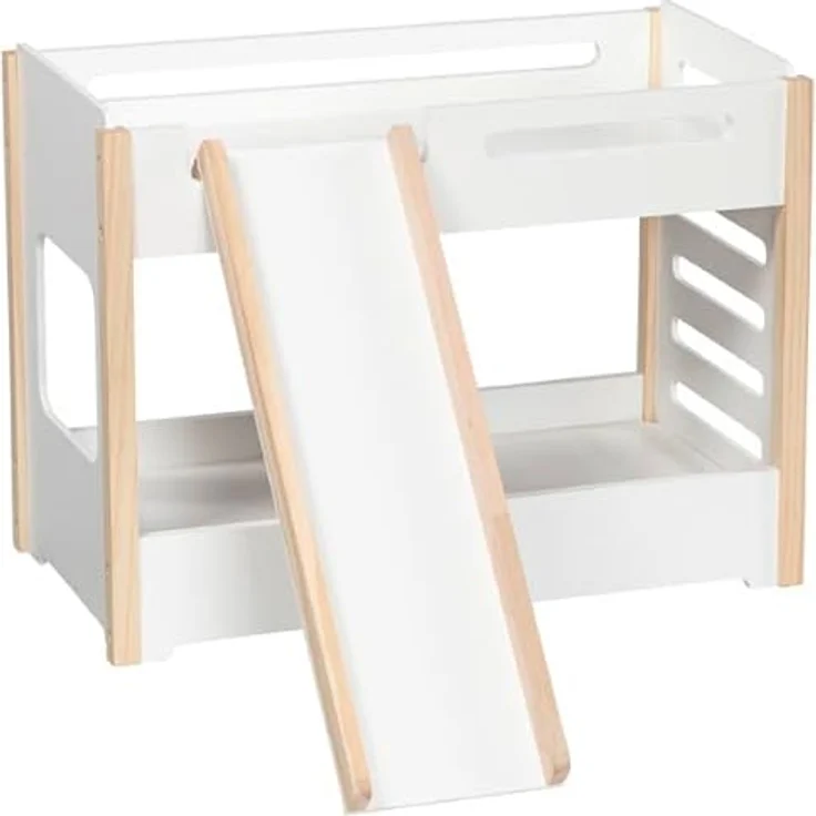 goki 51451 Puppen-Etagenbett mit Rutsche, stabiles Holzbett für zwei Puppen bis 45 cm, etwa 52 × 28 × 39 cm – Bild 3