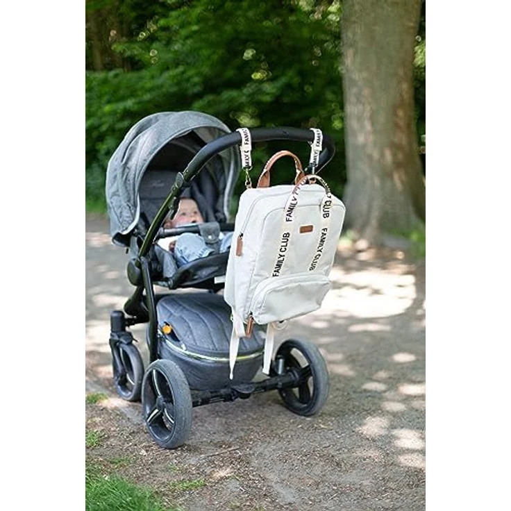 CHILDHOME Wickelrucksack Family Bag Club, Großes Fassungsvermögen, Multifunktional, Isotherm Taschen, Trolley-Koffer Durchgang, Kinderwagenbefestigung, 20,5L, Ecru – Bild 5