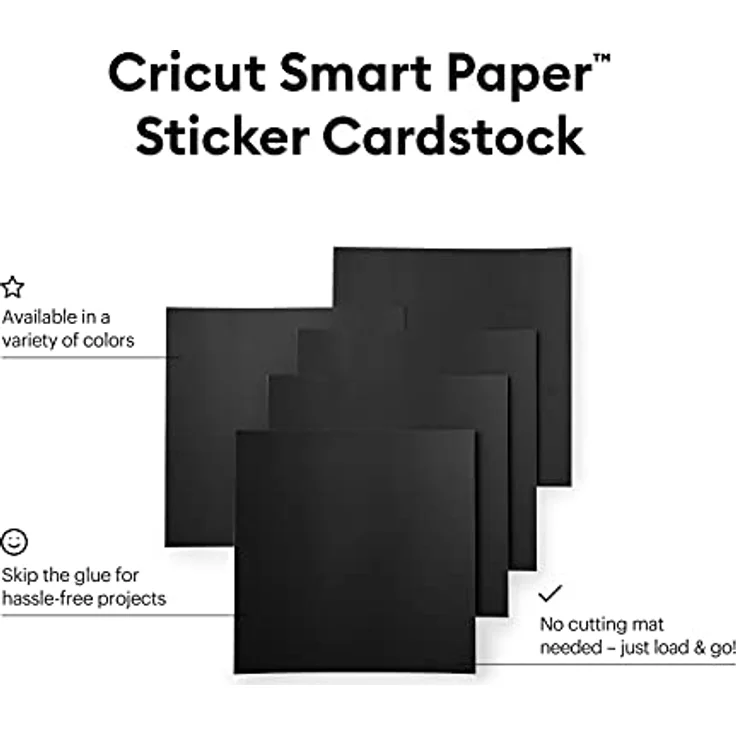Cricut 2008316 Smart Paper Sticker Cardstock | 10 sheets | 33cm x 33cm | Black, 33 x 33 cm – Bild 2