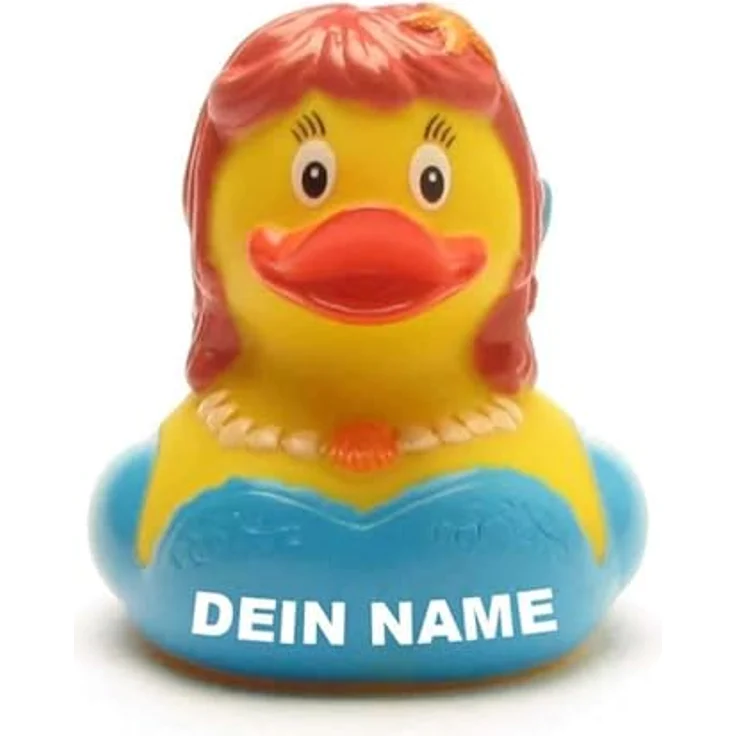 Duckshop Badeente - personalisierbar (Meerjungfrau Ente) mit eigenem Wunschtext, 8 cm aus Vinyl – Bild 1