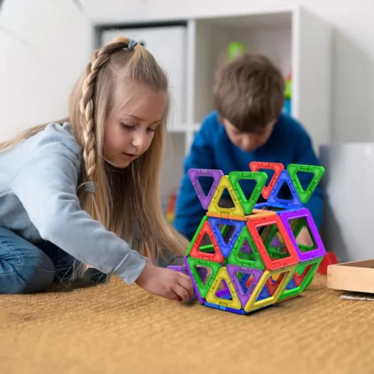 Desire Deluxe Magnetische Bausteine, 30-teiliges Konstruktionsspielzeug-Set für Kinder, Spiel | STEM Kreativität, pädagogische Magnete Spielzeugblöcke Jungen und Mädchen im Alter von 3 4 5 6 7 Jahren – Bild 8