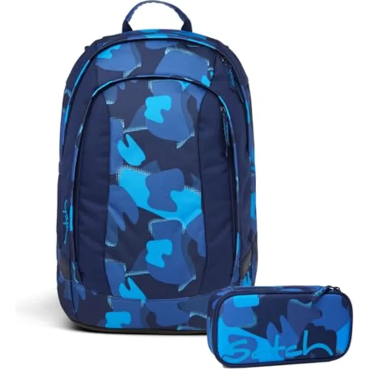 satch Air Schulrucksack Set 2tlg. inkl. Schlamperbox (Troublemaker) - Leichtgewichtig, reflektierende Elemente, 26 Liter Volumen