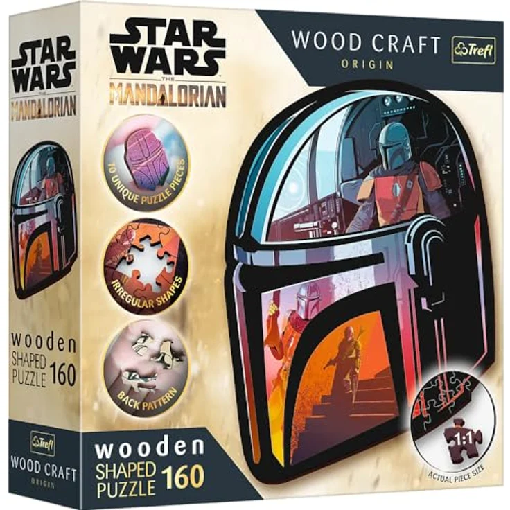 Trefl 20186 Woodcraft Star Wars The Mandalorian Konturenpuzzle aus Holz, Mehrfarbig – Bild 1