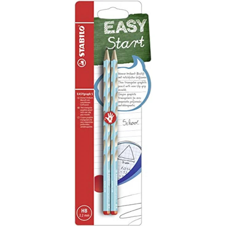 STABILO EASYgraph S - Ergonomischer Dreikant-Bleistift für Rechtshänder, schmal, HB, blau, 2er Pack – Bild 1