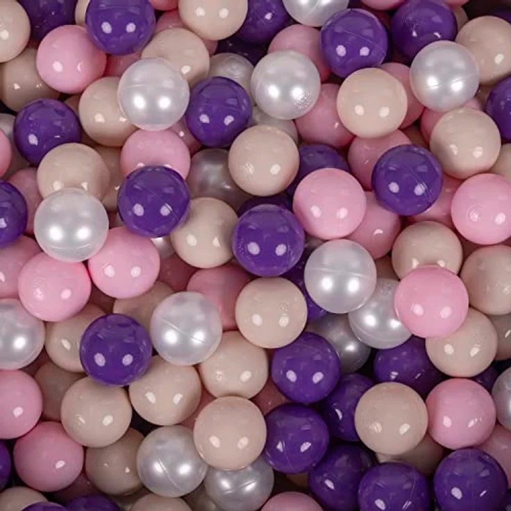 KiddyMoon 300 Bälle, 7 cm Kinder Spielbälle für Bällebad in Pastellbeige/Puderrosa/Perle/Violett, BPA-frei und Eurofins-zertifiziert – Bild 2