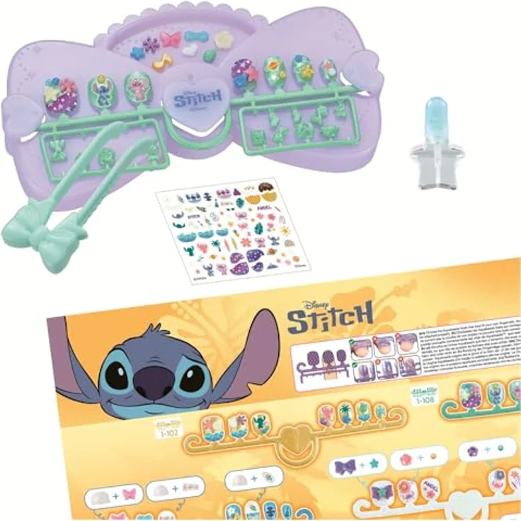 Aquabeads Kreativset Stitch, Nagelstudio mit 40 Fingernägeln in 8 Farben und Wasserapplikator – Bild 4