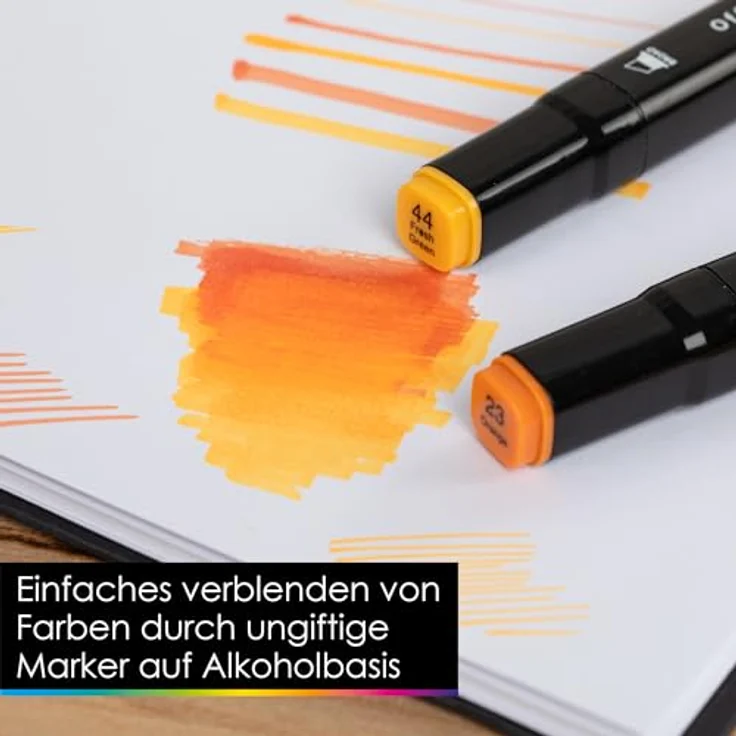 OfficeTree 24 Alkohol Marker - Intensive Farben - Twin Marker Set zum Zeichnen und Malen - Touch Marker Stifte auch als Manga Stifte – Bild 5