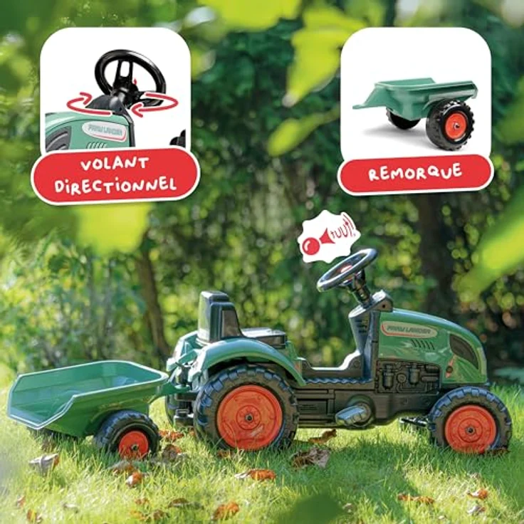 Falk Tractor Country Farmer Set Vintage 2+, Trettraktor für Kinder von 2 bis 5 Jahren mit Anhänger und anpassbarem Nummernschild – Bild 2