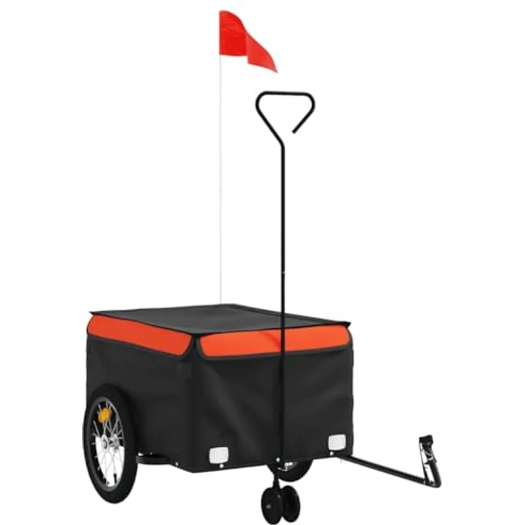 vidaXL Fahrradlastenanhänger Fahrradanhänger Schwarz und Orange 45 kg Eisen, Robustes Material und Praktisches Design – Bild 2
