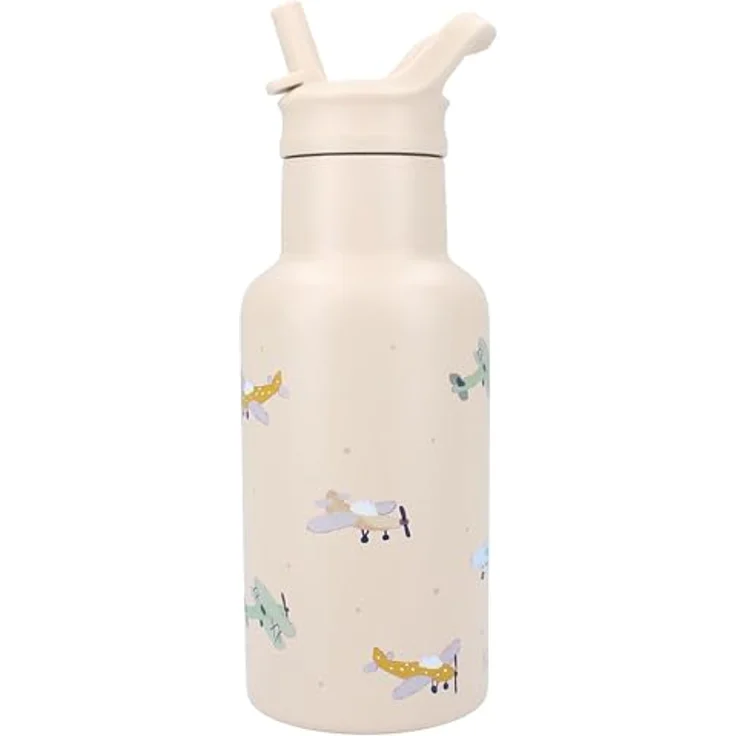 Kidzroom Trinkflasche Flugzeuge, isolierte Edelstahl Kinderflasche, 350ml – Bild 3