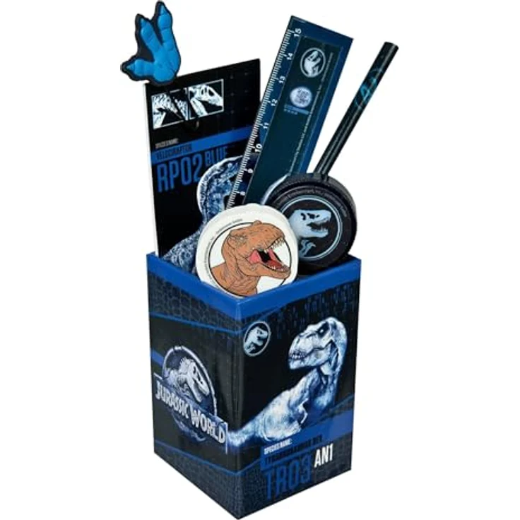 Jurassic World Federmäppchen Jurassic World Federtasche 7-teiliges Schreibset im Dinosaurier Design – Bild 2