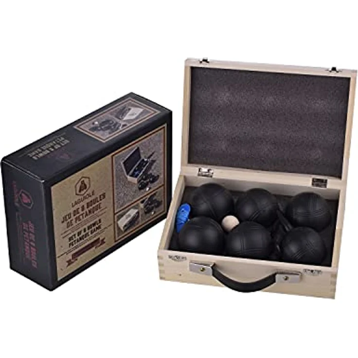 LAGUIOLE Petanque-Set, Boule-Spiele mit 6 Metallkugeln, Zielkugel und magnetischem Kugelfang – Bild 5
