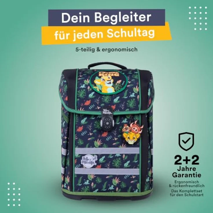McNeill Schulranzen Perfecto (5-tlg), Polyester, atmungsaktive Rückenpolsterung, höhenverstellbare Gurte, Volumen ca. 22 l – Bild 2
