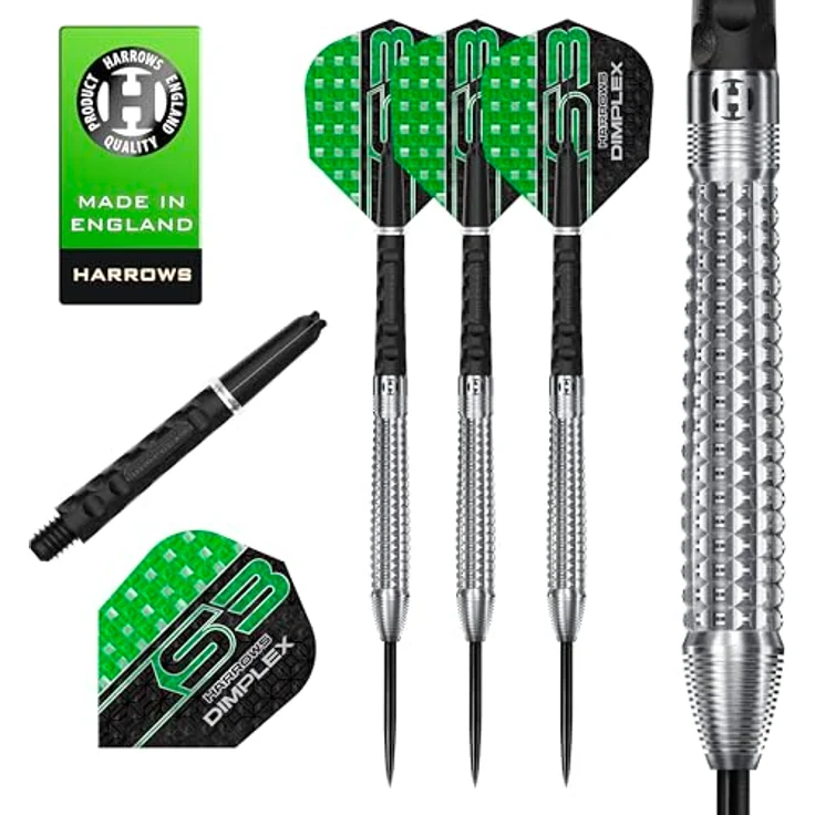 Harrows Dimplex Bomb & Tampered Darts Set, professionelle 90% Wolfram-Dartpfeile, 10-teiliges Set mit schwarzem Dimplex und Tapered Form, 22g – Bild 1