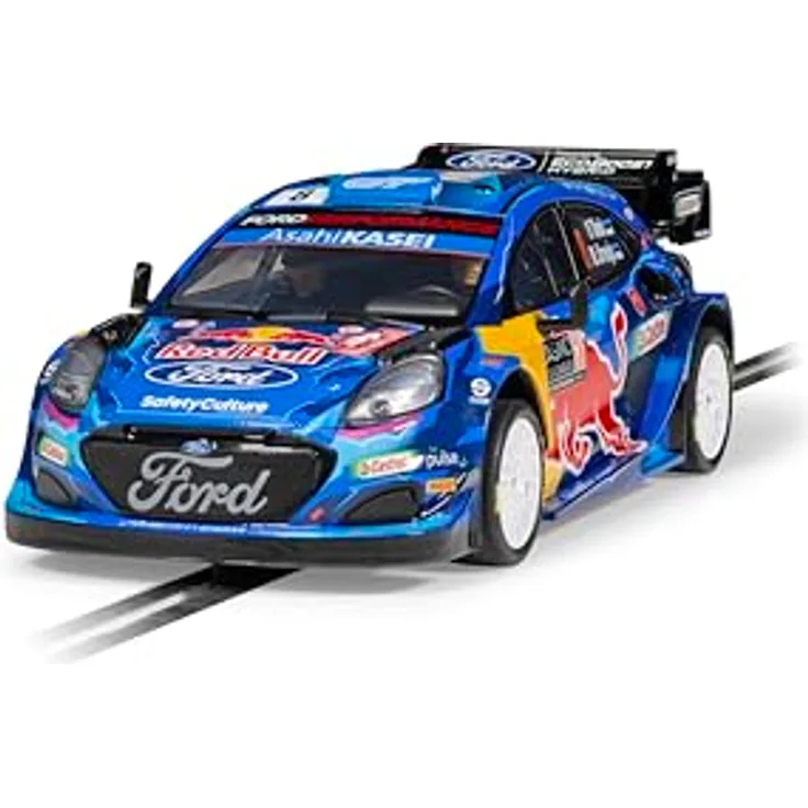 Scalextric C4501 1:32 Ford Puma Rally1 MC 2023 HD Slotcar - Rennbahnauto mit detailgetreuem Design und integrierter Fahrerfigur