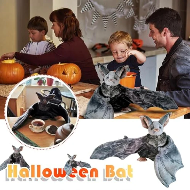 Tinisu Fledermaus Kuscheltier 30 cm – Weiches Halloween Plüschtier mit detailreicher Form – Bild 8