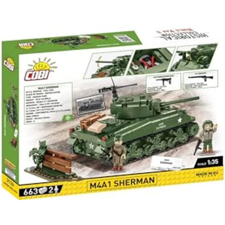 Cobi 663 PCS HC WWII 3126 M4A1 Sherman, Klemmbausteine Set im Maßstab 1:35 mit 2 Figuren und Umweltelementen – Bild 4