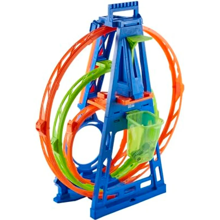 Hot Wheels Track mit 1 Hot Wheels Auto, Triple Looping-Set Track-Set, das Fahrzeug kann mit dem Starter zum Draufhauen durch 3 Loopings sausen, lässt sich mit anderen Sets verbinden - HMX38 – Bild 6